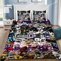 Murder Drones Cartoon Printed Bedding Sets Exquisite Bed Supplies Duvet Cover Set Bed Comforter Polyester Set 135cmx200cm black