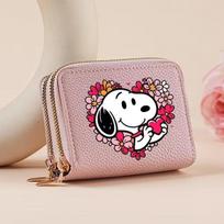 Kawaii Snoopy moteriška trumpa piniginė Animacinis Anime PU odos piniginė Mergaitėms Užtrauktukas Raktų dėklas Monetinė 08 gray