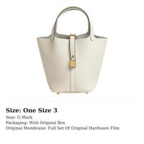HERMES Picotin Lock Clemence Bullock Leather Basket Bag, Bucket Bag, Handbag 18 Women's 10 Craie Milkshake White H056289CC10 One Size 3 white