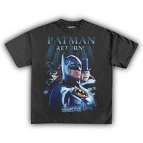 Batman Returns Vintage T-Shirt Gothic Superhero Movie Graphic Tee Unisex 100 gray