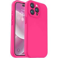 Skysto silikono telefono dėklas Apple iPhone 15 Pro 14 13 11 12, su kameros objektyvo apsauga, minkštas, atsparus smūgiams iphone 13 pink