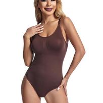 Shapewear Bodysuit Thong Plus Size Butt-Lifting Tummy-Control Women's Corset Strapless Seamless Backless XXXL tamsiai ruda spalva
