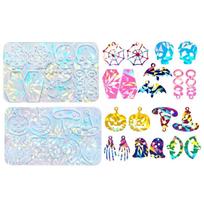 2pcs/set Silicone Molds Earring Pendant Epoxy Resin Mold Halloween Skull Hanging Home Decorations DIYs Jewelry Making gryna
