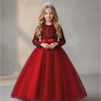 New Children's Dress Princess Dress Girls Long Sequin Dress Children's Clothing Wholesale 150cm raudona