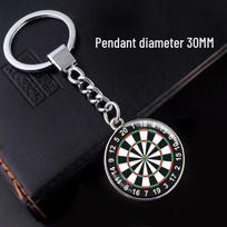 Retro Darts Target Gemstone Keychain Pendant black
