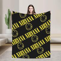 Nirvana Veido Juosta Antklodė Šilta Minkšta Raštuota Pliušinė Mėtoma Antklodė Lauko Kelionėms Biuras Flanelinė Paklodė Lovos Užvalkalas 80x120cm(31x47inch) black