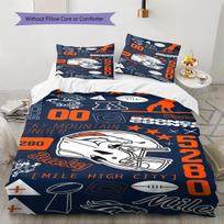 Denver Broncos Pattern Bedding Set Quilt Cover Pillowcase Home Decor Gift (1 * duvet cover + 2 * pillowcase, without core) 140x200cm red