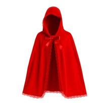 Raudona kostiumo apsiaustas Cosplay teminiams vakarėliams, poliesterio kostiumo dalis su juostele rišimui ir banguotu apvadu nuotraukų stiliaus kūrimui 60cm red