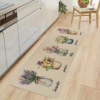 1Pcs Anti Fatigue Kitchen Rugs Floral Lavender Tulip Print Waterproof Non Slip Thick Cushioned Mat 60*180cm beige