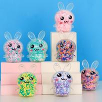 Glowing Bunny Stress Balls, Light-Up Colorful Rabbit Squishy Toys for Kids Girls Easter Basket Fillers white