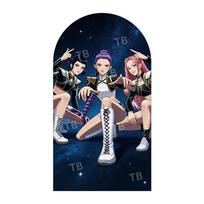 K-POP Demonų Medžiotojas Arkos Fono Dangalas Mergaičių Gimtadienio Šventės Dekoracija Kūdikio Maudynių Šventė Šauni Scena Vaikų Fotografijos Fono Sienelė 1.6x3.9ft (50x120cm)