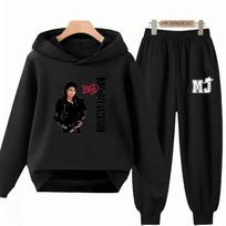 Rudens drabužiai Michael Jackson spaudinys Vaikų džemperis su gobtuvu + kelnių kostiumas Juodas 3-12 metų Mergaitėms Rožiniai sportinio kostiumo komplektai Berniukų kelnių kostiumai 130 black
