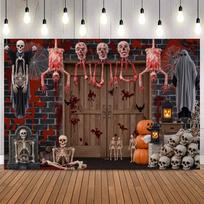 Scary Halloween Theme Photography Backdrop Horror Hospital Bloody Haunted House  Halloween Party Photo Background Decor Banner10 47.2x31.5inch/120*80cm brown