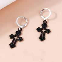 Vintage Witch Vampire Heart Earrings Gothic Cross Talisman Dangle Earrings Steampunk Royal Party Statement Jewelry Gifts white