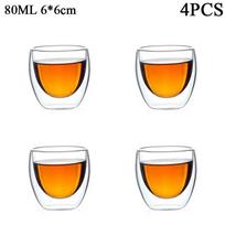 80ML/150ML 2-18 VNT Dvisienis Stiklinis Kung Fu Arbatos Puodelis Skaidrus Kavos Pieno Vandens Puodelis Aukšto Borosilikatinio Stiklo Gėrimų Indai Arbatos Rinkinys Ship within 24 hours orange