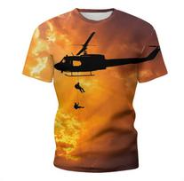 3D Print Helicopter Graphic T-shirt For Men Round Neck Airplane Tee Tops Streetwear Oversized Loose Tshirt Homme Male Clothes 6XL orange