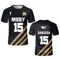 Haikyuu MSBY Black Jackal jersey Japanese anime cosplay tops Volleyball uniforms for men and women breathable Kid's T shirts S black
