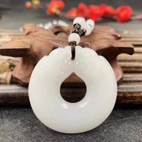 Versatile Unisex Ethnic Style Jade Pixiu Pendant Necklace white