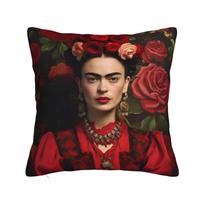 F-Frida K-Kahlo Pagalvės užvalkalas Poliesterio Pagalvės užvalkalas Dekoras Meksikos Menininkės Pagalvės užvalkalas Namų Užtrauktukas 45*45cm Peach skin 18*18(CM)-1Pcs