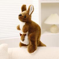 28cm Lifelike Mum With Baby Kangaroo Plush Toy Ultrasoft Stuffed Animal Plush Kangaroo Toy  Home Decor Kid Birthday Gift 28cm beige