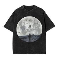 Death Stranding 2 Sam Bridges T Shirts Washed Cotton T-Shirts  Vintage for Men Women Tops Streetwear Summer Tops Tees M gray
