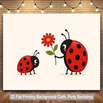 Cute Ladybug Cartoon Nursery Tapestry Floral Backdrop Print Cloth Wall Hanging Boho Kids Home Decor Party Decoration 230x150cm