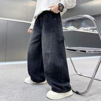 Boys Loose Fit Denim Jeans For Big Kids Spring Autumn Casual Pants 160cm juoda