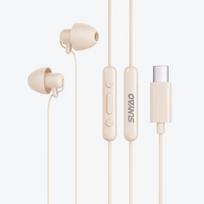 Originalios Lenovo Y129 ASMR laidinės ausinės C tipo/3,5 mm HiFi stereo garsas Laidinės miego ausinės Triukšmą slopinančios ausinės telefonui Type-C smėlis