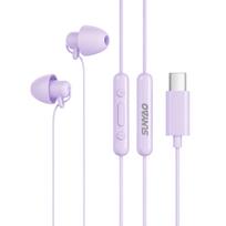 Originalios Lenovo Y129 ASMR laidinės ausinės C tipo/3,5 mm HiFi stereo garsas Laidinės miego ausinės Triukšmą slopinančios ausinės telefonui Type-C violetinė