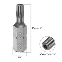 10pcs T20 Torx Bits 1/4 Inch Hex Shank 25mm Length Magnetic Screwdriver Screw Driver Bit S2 Alloy Steel