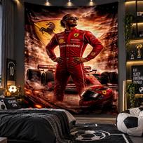 Wall Hanging Tapestry Lewis Hamilton Print Cloth for Living Room Bedroom Home Decor 100cmx150cm brown
