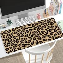 Black Leopard Print Large Desk Mat Dark Cheetah Pattern Xxl Mouse Pad NonSlip Rubber Stitched Edge Keyboard Table Mat 800x300x3mm