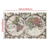 Vintage World Map Double Hemisphere Antique Canvas Wall Art Poster Prints for Living Room Decor Office Study Hanging Aesthetic Map 59*42cm (24*17inch) gray