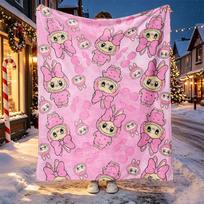 Labubu Pattern Blanket for Home Decoration, Bed, Sofa, Car Travel, Camping, Suitable for All Seasons, Birthday Christmas Gift 100cmx150cm