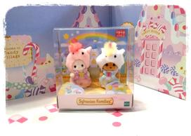 Sylvanian Families Baby Pair Set Unicorn Calico Critters EPOCH Japan gray