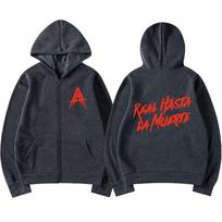 Anuel AA Real Hasta La Muerte Zip Up Hoodie Men Women Fashion Hip Hop Harajuku Winter Long Sleeve Oversized Jackets Streetwear XL black