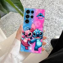 Disney Stitch Ir Angelas Draugai Skaidrus Dėklas Samsung Galaxy S26 S25 Ultra S24 S22 S26 Plus S20 S23 S21 S25 FE 5G Telefonui Galaxy S26+