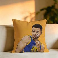 Basketball Superstar Stephen Curry Pillow Case Square DoubleSided Sofa Cushion Cover Bedroom Bedside Pillow 30cmx30cm(12x12Inch) orange