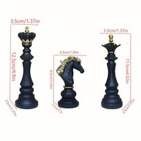 European Style Chess Set: King, Queen, Knight Resin Ornaments for Home Decoration (3 Pieces) white