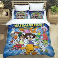 3D Printed Digimon Adventure Monster Bedding Set for Boys Girls Duvet Cover Pillowcase Twin Queen King Full Single Double Sizes EU Single 135*200cm/53x79in 3pcs white