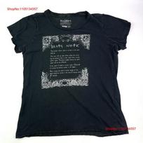 Anime Death Note Instructions Cap Sleeve Black Top T Shirt Womens Size X vintage Washed Stylish Slightly Versatile streetwear XL juoda
