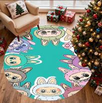 Labubu Pattern Round Rug, Indoor/Outdoor Mat, for Picnic, Gameroom, Bedroom, Office, Living Room, Home Decor Carpet, Birthday Gift 80cmx80cm
