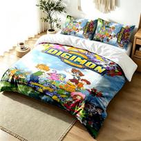 Digimon 3pc Duvet Cover Set Simple Modern Bedding Set Wrinkle Resistant Soft Fabric All Season Use a perfect gift 140cmx210cm