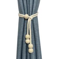 Medinio stiliaus užuolaidų surišimo juosta Dekoratyvinė rauktinė juosta Yra reguliuojama marlės užuolaidų tvirtinimo juosta medinių karoliukų stiliaus 2pcs gray