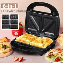 750W 6-in-1 Electric Waffle Machine Maker Multifunctional Sandwich Maker Home Muffin Cake Donut Bubble Waffle Maker Breakfast gray