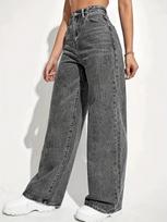 High Waist Wide Leg Jeans for Women Casual Straight Leg Floor Length Denim Pants with Back Pockets and Belt Loops Suitable for Daily Wear XXXXXL gray