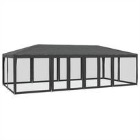Party Tent with 12 Mesh Side Panels Anthracite 8x4 m HDPE