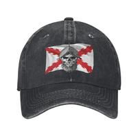 Vintažiniai Bordo spalvos Kryžiuotosios Burgundijos Kryžiaus Beisbolo Kepurės Nudėvėto Džinsinio Audinio Skalbtos Snapback Kepurės Ispanijos Imperijos Reguliuojamo Dydžio Kepurė One Size gray