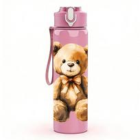1PC Classic Brown Teddy Bear Portrait Graphic,750ml Color Plastic Sports Water Bottle,Leakproof Flip Straw Lid,Suitable for Sports Office Home Use Pack of 1 rožinė