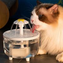 Automatic Pet Cat Water Fountain With Flower Design USB-Powered Circulating Filtered Dispenser Indoor Cats Flower-Style Pet Water Fountain beige